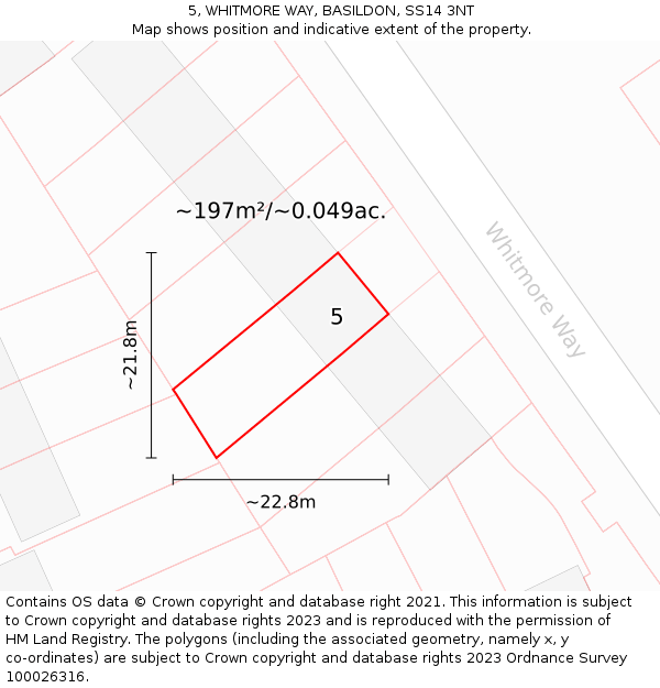 5, WHITMORE WAY, BASILDON, SS14 3NT: Plot and title map