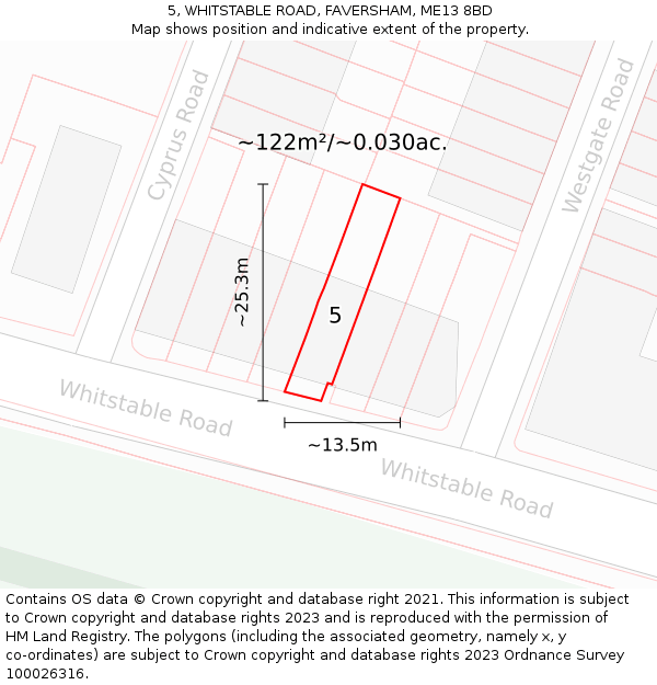 5, WHITSTABLE ROAD, FAVERSHAM, ME13 8BD: Plot and title map