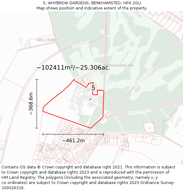 5, WHYBROW GARDENS, BERKHAMSTED, HP4 2GU: Plot and title map