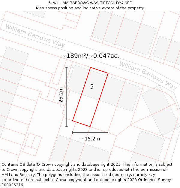 5, WILLIAM BARROWS WAY, TIPTON, DY4 9ED: Plot and title map