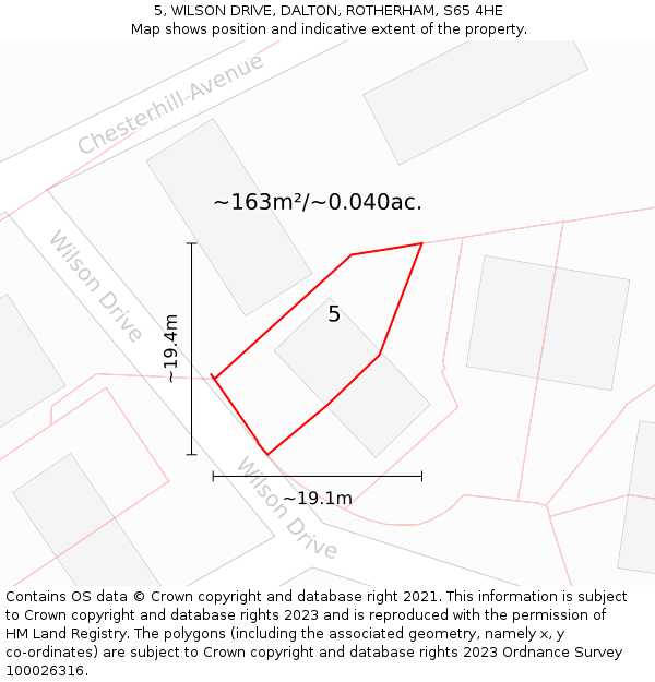 5, WILSON DRIVE, DALTON, ROTHERHAM, S65 4HE: Plot and title map