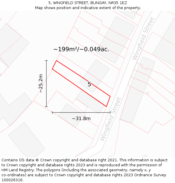 5, WINGFIELD STREET, BUNGAY, NR35 1EZ: Plot and title map