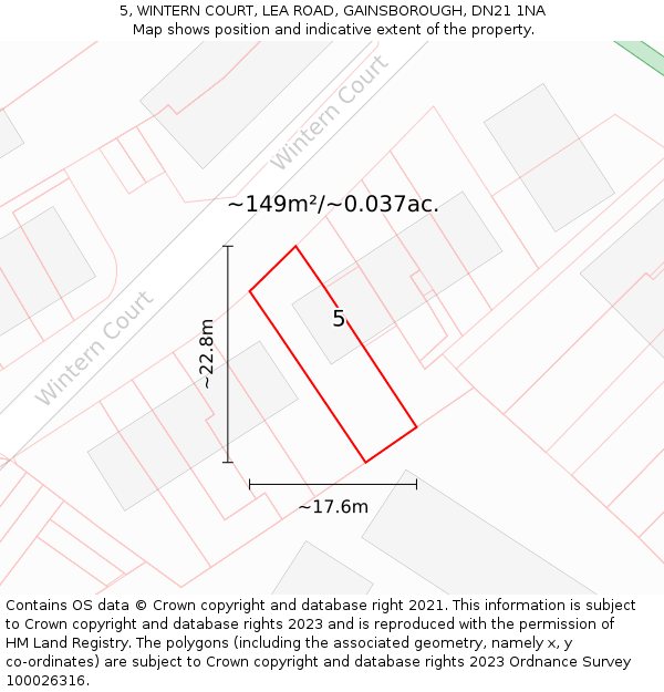 5, WINTERN COURT, LEA ROAD, GAINSBOROUGH, DN21 1NA: Plot and title map