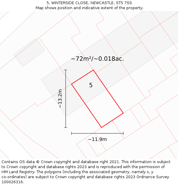 5, WINTERSIDE CLOSE, NEWCASTLE, ST5 7SS: Plot and title map