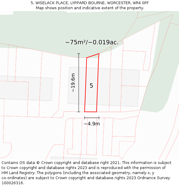 5, WISELACK PLACE, LYPPARD BOURNE, WORCESTER, WR4 0PF: Plot and title map