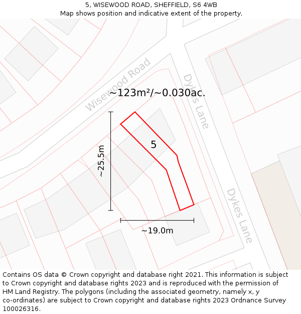 5, WISEWOOD ROAD, SHEFFIELD, S6 4WB: Plot and title map