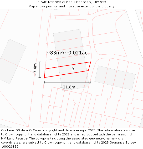 5, WITHYBROOK CLOSE, HEREFORD, HR2 6RD: Plot and title map