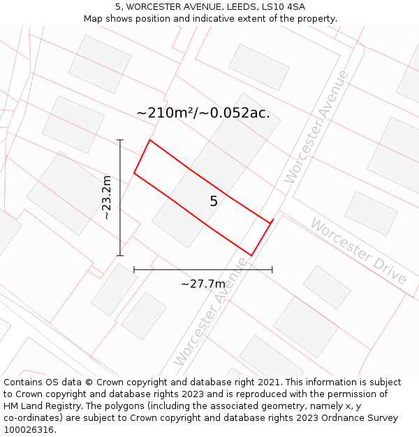 5, WORCESTER AVENUE, LEEDS, LS10 4SA: Plot and title map