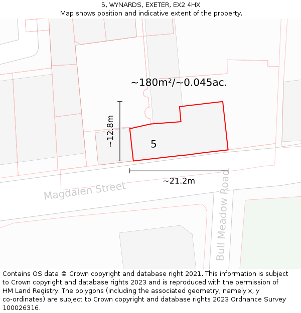 5, WYNARDS, EXETER, EX2 4HX: Plot and title map