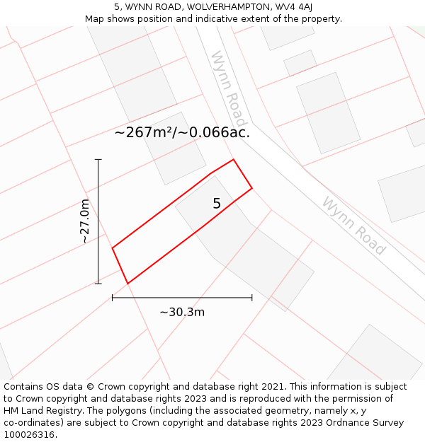 5, WYNN ROAD, WOLVERHAMPTON, WV4 4AJ: Plot and title map