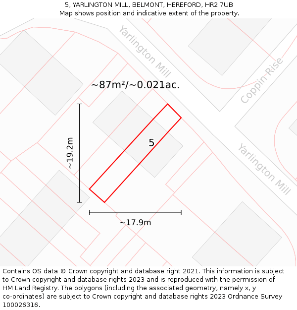 5, YARLINGTON MILL, BELMONT, HEREFORD, HR2 7UB: Plot and title map