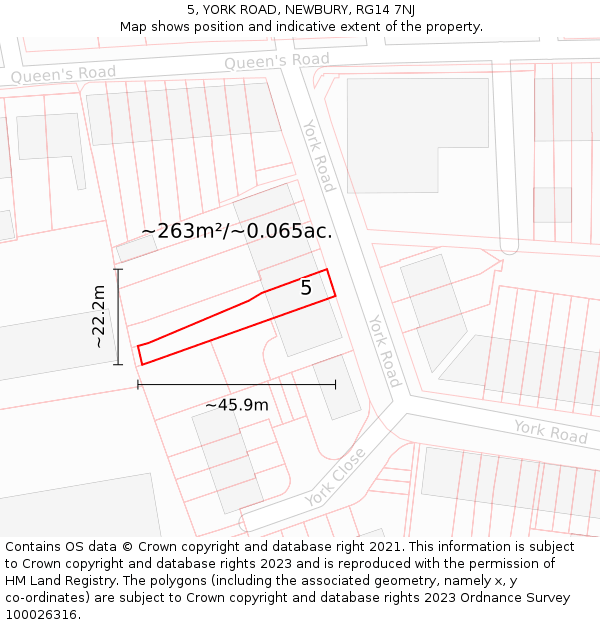 5, YORK ROAD, NEWBURY, RG14 7NJ: Plot and title map