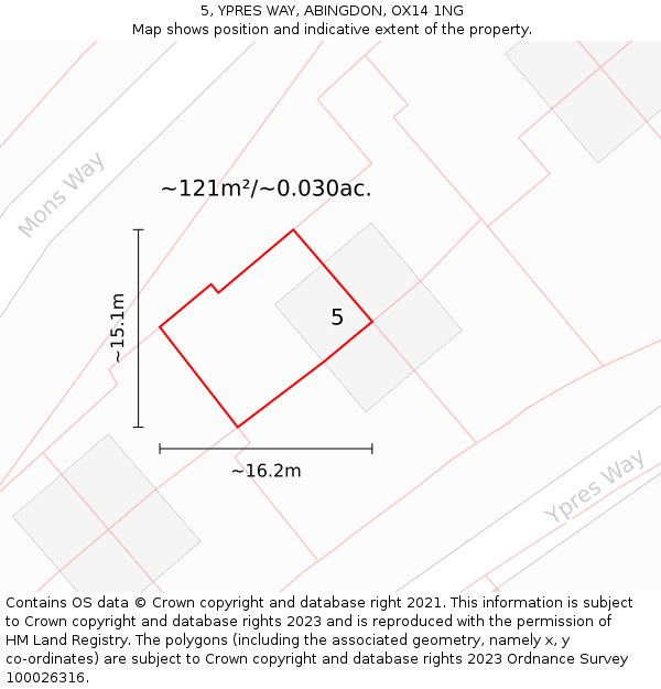 5, YPRES WAY, ABINGDON, OX14 1NG: Plot and title map