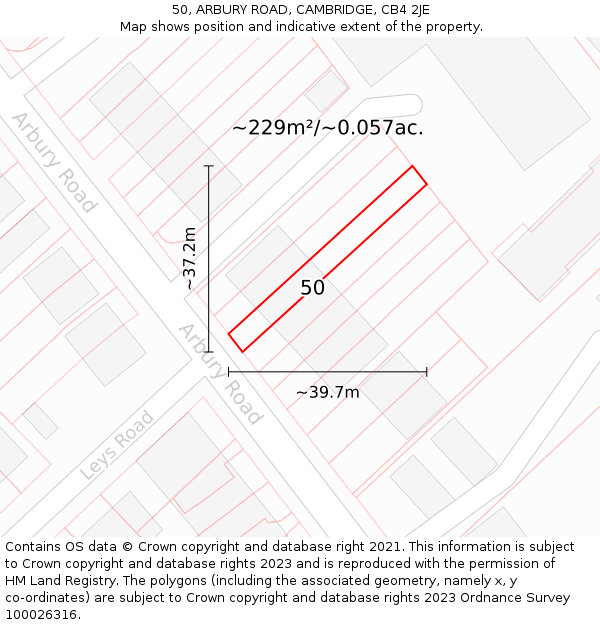 50, ARBURY ROAD, CAMBRIDGE, CB4 2JE: Plot and title map