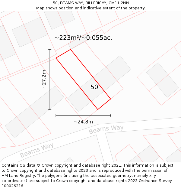 50, BEAMS WAY, BILLERICAY, CM11 2NN: Plot and title map