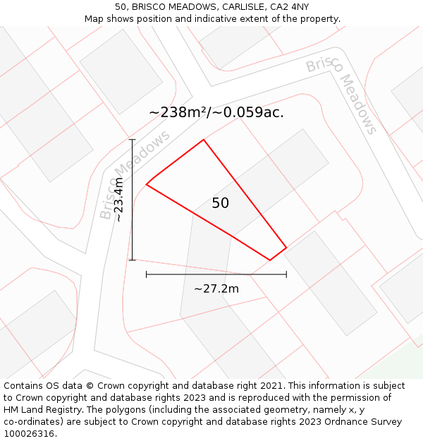 50, BRISCO MEADOWS, CARLISLE, CA2 4NY: Plot and title map