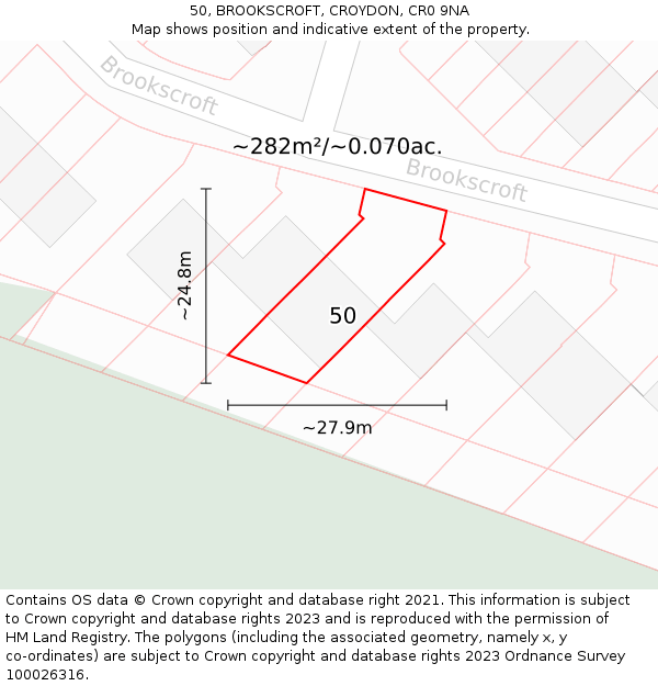 50, BROOKSCROFT, CROYDON, CR0 9NA: Plot and title map