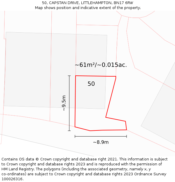 50, CAPSTAN DRIVE, LITTLEHAMPTON, BN17 6RW: Plot and title map