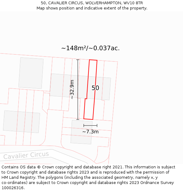 50, CAVALIER CIRCUS, WOLVERHAMPTON, WV10 8TR: Plot and title map