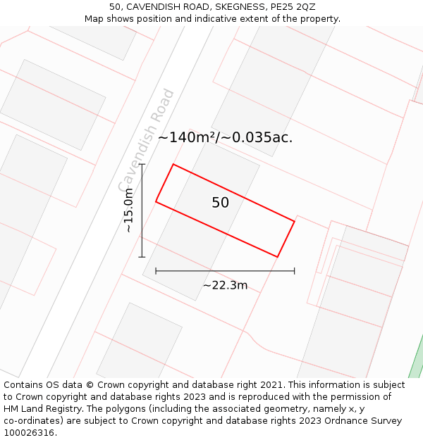 50, CAVENDISH ROAD, SKEGNESS, PE25 2QZ: Plot and title map