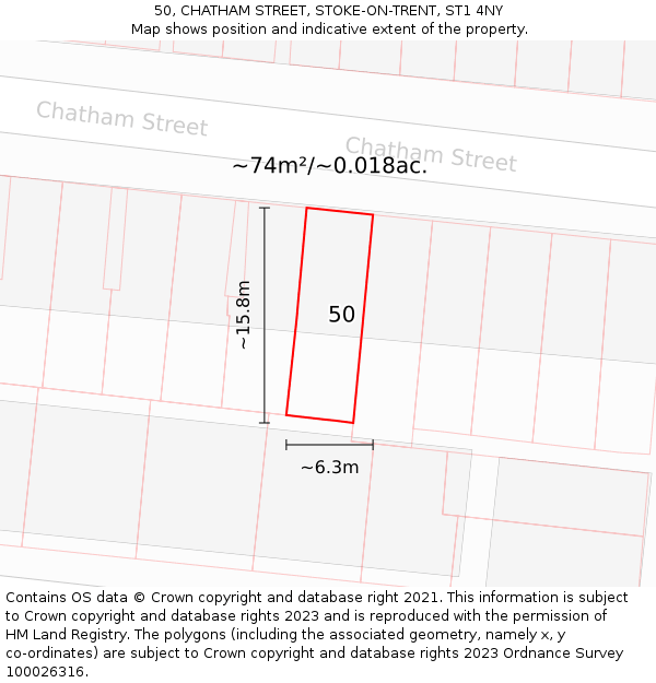 50, CHATHAM STREET, STOKE-ON-TRENT, ST1 4NY: Plot and title map