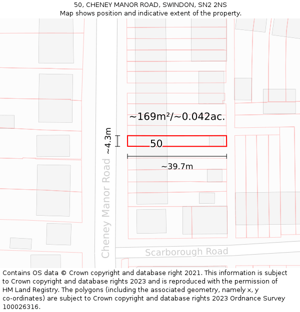 50, CHENEY MANOR ROAD, SWINDON, SN2 2NS: Plot and title map