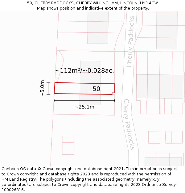 50, CHERRY PADDOCKS, CHERRY WILLINGHAM, LINCOLN, LN3 4GW: Plot and title map