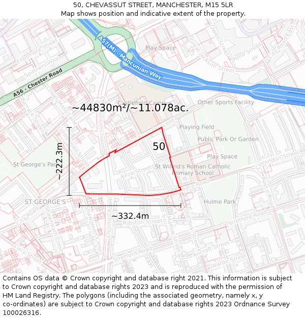 50, CHEVASSUT STREET, MANCHESTER, M15 5LR: Plot and title map