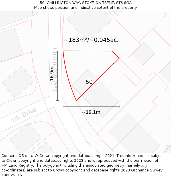 50, CHILLINGTON WAY, STOKE-ON-TRENT, ST6 8GA: Plot and title map