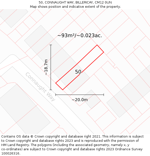 50, CONNAUGHT WAY, BILLERICAY, CM12 0UN: Plot and title map