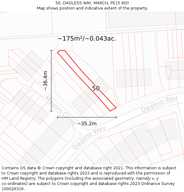 50, DAGLESS WAY, MARCH, PE15 8QY: Plot and title map