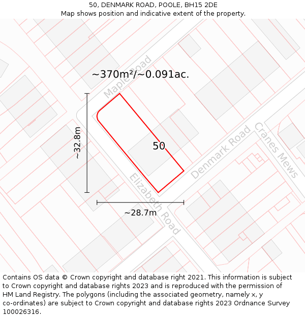 50, DENMARK ROAD, POOLE, BH15 2DE: Plot and title map