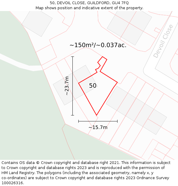 50, DEVOIL CLOSE, GUILDFORD, GU4 7FQ: Plot and title map
