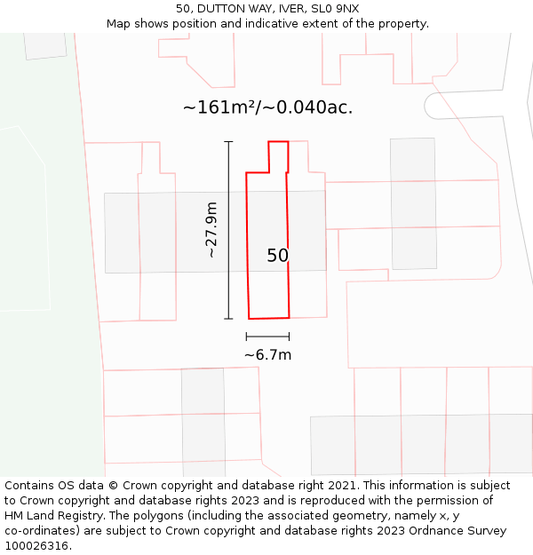 50, DUTTON WAY, IVER, SL0 9NX: Plot and title map