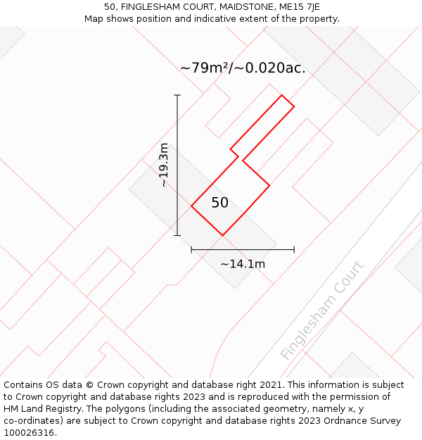 50, FINGLESHAM COURT, MAIDSTONE, ME15 7JE: Plot and title map