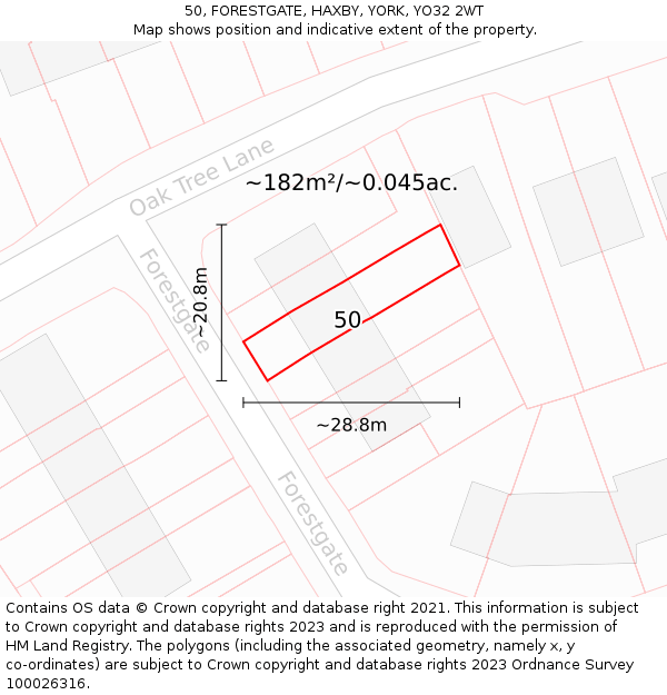 50, FORESTGATE, HAXBY, YORK, YO32 2WT: Plot and title map