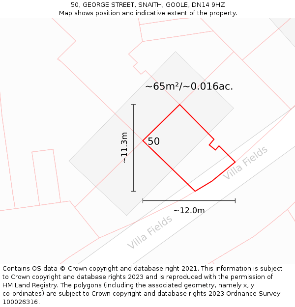 50, GEORGE STREET, SNAITH, GOOLE, DN14 9HZ: Plot and title map
