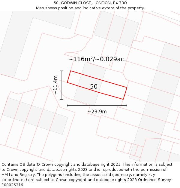 50, GODWIN CLOSE, LONDON, E4 7RQ: Plot and title map