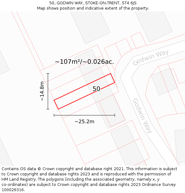 50, GODWIN WAY, STOKE-ON-TRENT, ST4 6JS: Plot and title map