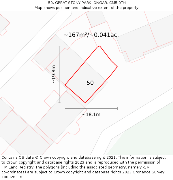 50, GREAT STONY PARK, ONGAR, CM5 0TH: Plot and title map