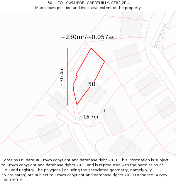 50, HEOL CWM IFOR, CAERPHILLY, CF83 2EU: Plot and title map