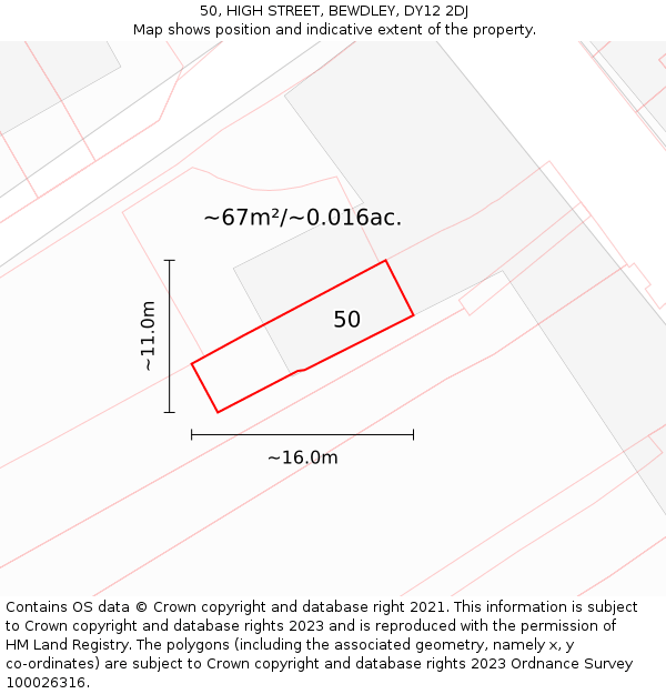 50, HIGH STREET, BEWDLEY, DY12 2DJ: Plot and title map