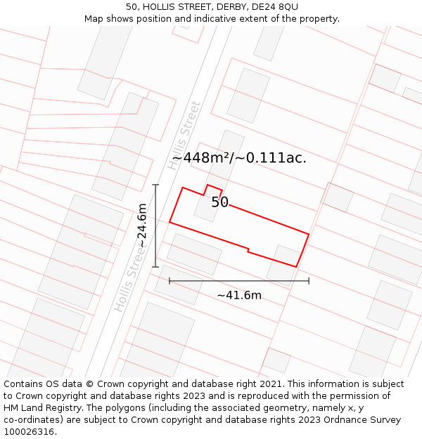 50, HOLLIS STREET, DERBY, DE24 8QU: Plot and title map