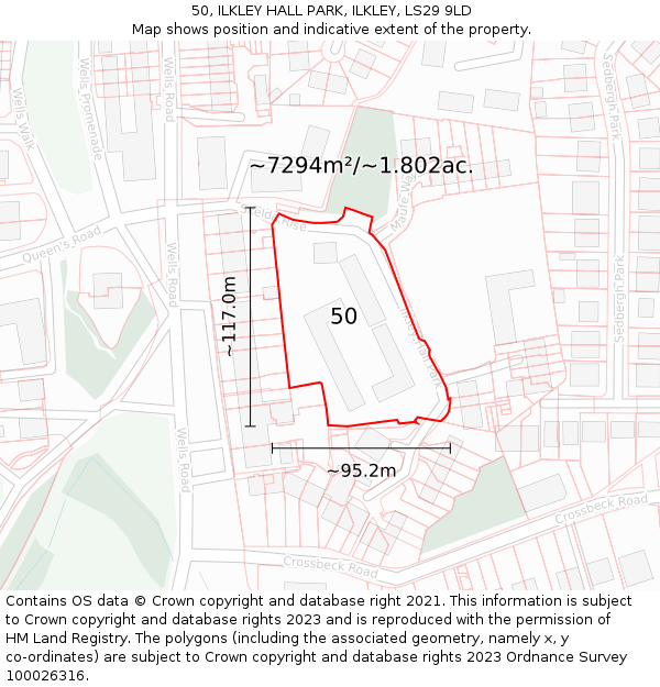 50, ILKLEY HALL PARK, ILKLEY, LS29 9LD: Plot and title map