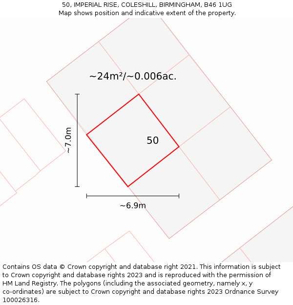 50, IMPERIAL RISE, COLESHILL, BIRMINGHAM, B46 1UG: Plot and title map