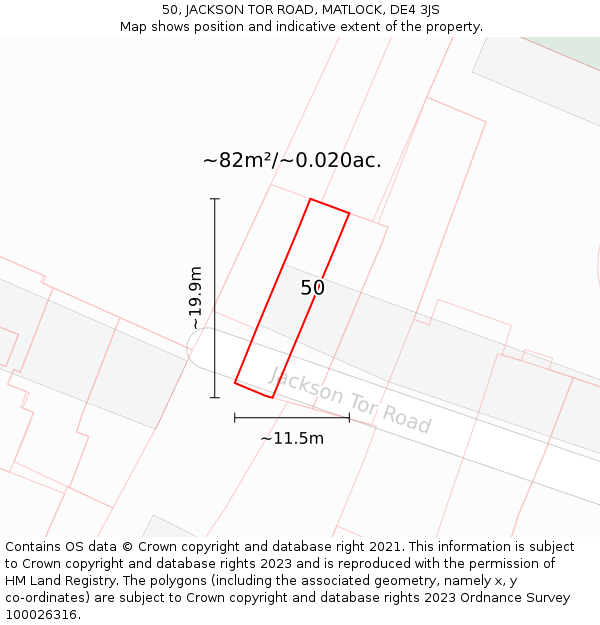 50, JACKSON TOR ROAD, MATLOCK, DE4 3JS: Plot and title map