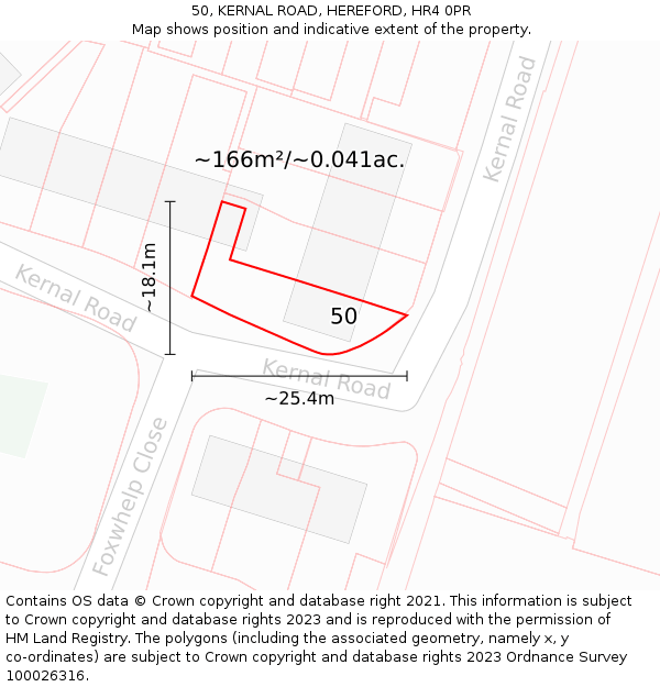 50, KERNAL ROAD, HEREFORD, HR4 0PR: Plot and title map