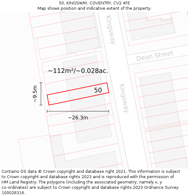 50, KINGSWAY, COVENTRY, CV2 4FE: Plot and title map