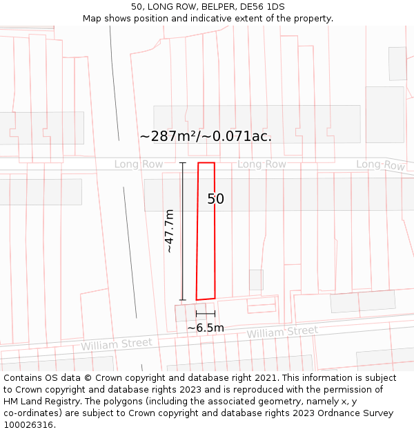 50, LONG ROW, BELPER, DE56 1DS: Plot and title map