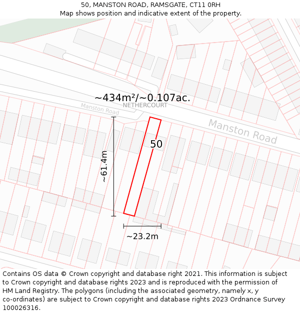 50, MANSTON ROAD, RAMSGATE, CT11 0RH: Plot and title map